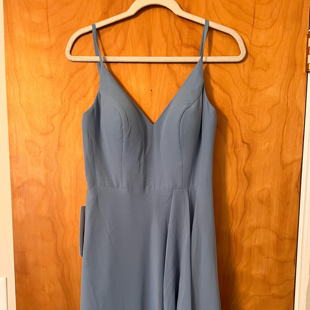 Azazie size 8, steel blue formal dress